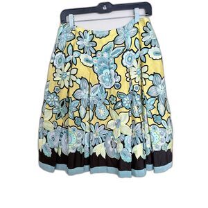 Carlisle Silk Blend Embroidered Floral Pleated Midi Skirt Size 4